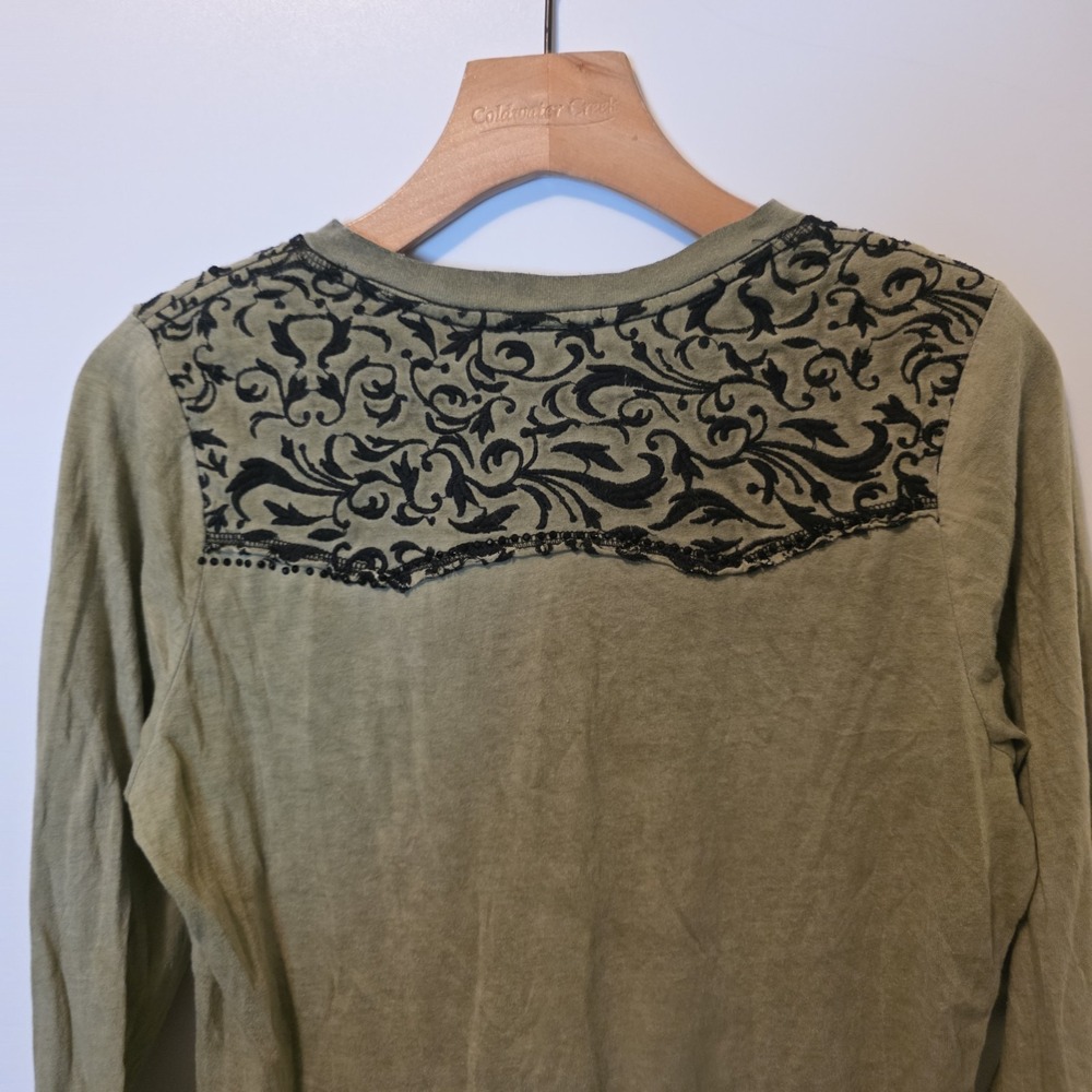 Affliction Long Sleeve Shirt Green Cross Cyber Grunge Vintage Y2K Womens Large - Picture 8 of 12